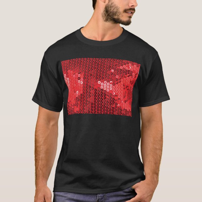 T-shirt paillettes rouges brillantes (Devant)