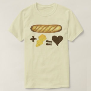 T-shirt Pain d'appariement classique + Beurre = Coeur d'am