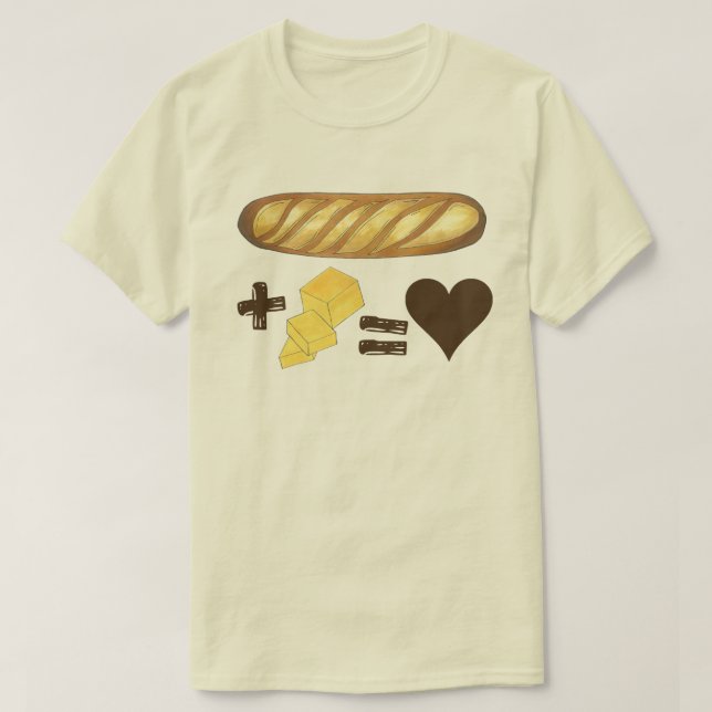 T-shirt Pain d'appariement classique + Beurre = Coeur d'am (Design devant)