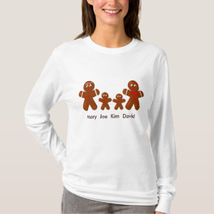 T-shirt Pain d'épice de Noël Famille de quatre dames LS