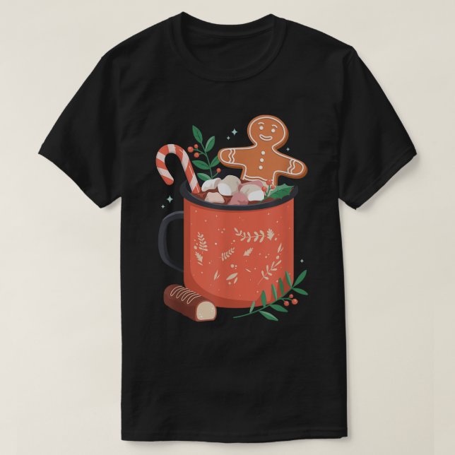 T-shirt Pain d'épices de cacao chaud Cookie Noël Noël Ho (Design devant)