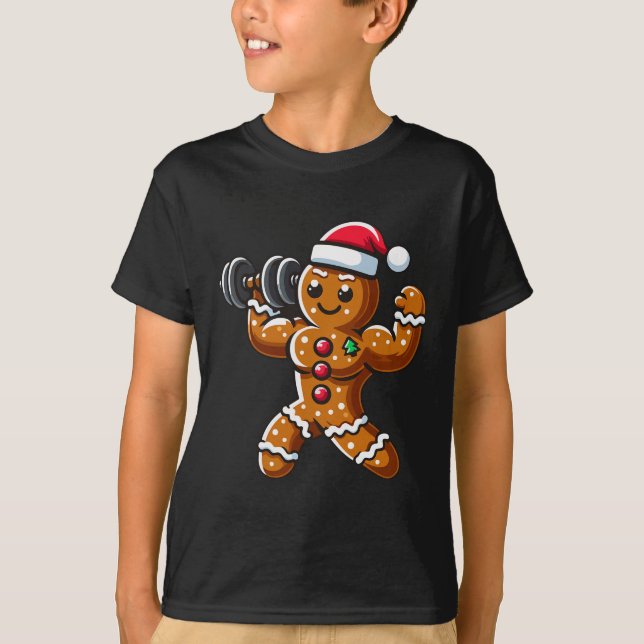 T-shirt Pain d'épices de Noël Entraînement Homme haltérant (Devant)