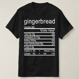 T-shirt pain d'épices étiquette de la valeur nutritive