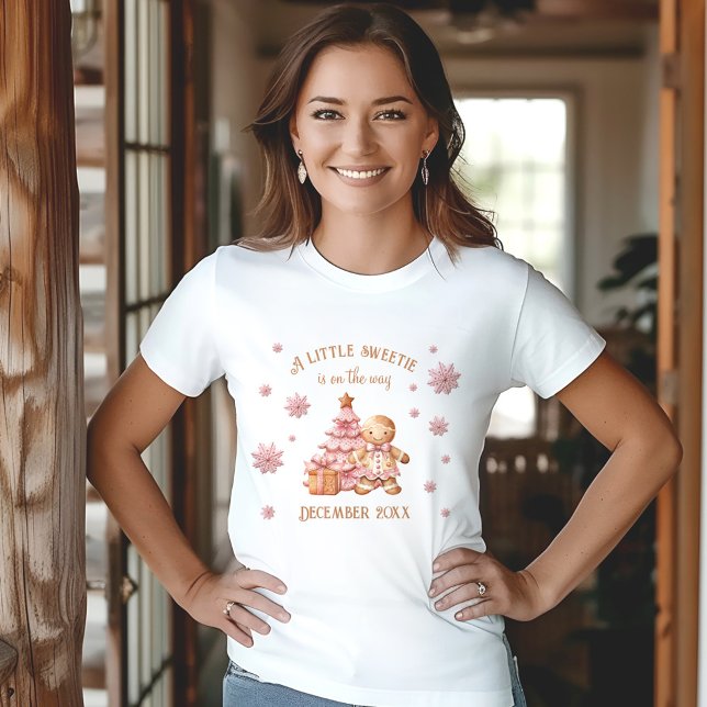 T-shirt Pain d'épices Homme Fille Noël Bébé Faire-part (Gingerbread Man Girl Christmas Baby Announcement T-Shirt)