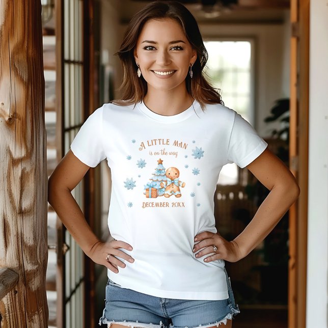 T-shirt Pain d'épices Homme Garçon Noël Baby Faire-part (Gingerbread Man Boy Christmas Baby Announcement T-Shirt)