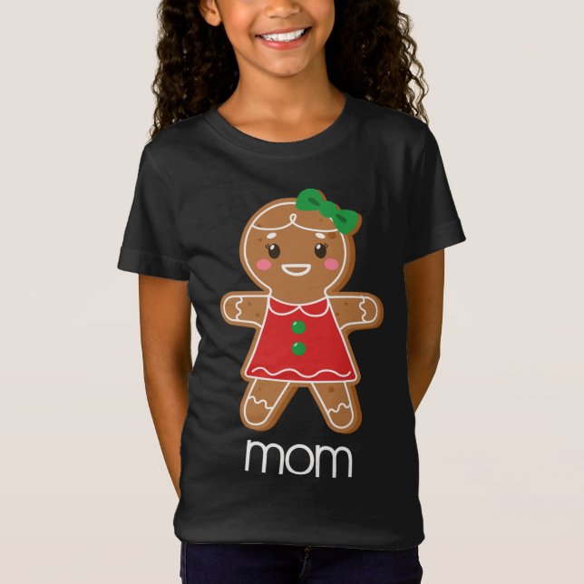 T-Shirt Pain d'épices Maman Pyjama de correspondance Noël  (Devant)