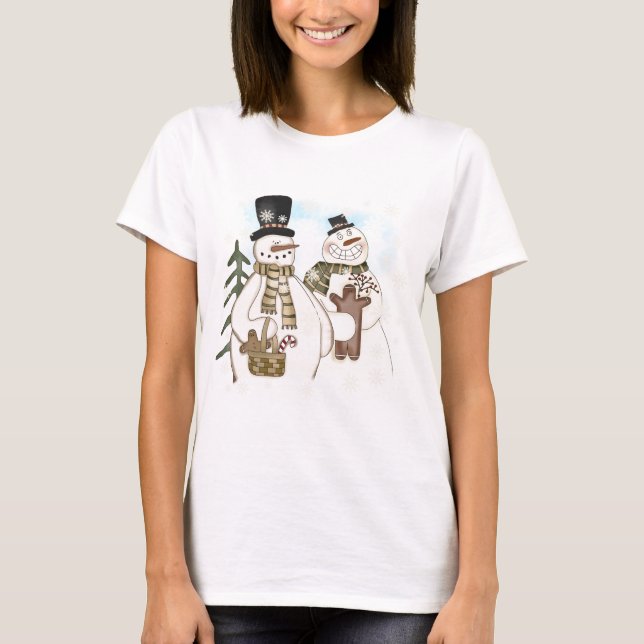 T-shirt Pain d'épices Snowmen Vacances d'hiver (Devant)