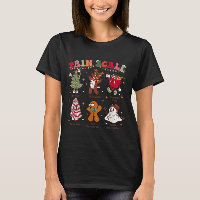 T-shirt Pain Scale Retro Christmas Nurse Triage And Pain E (Devant)