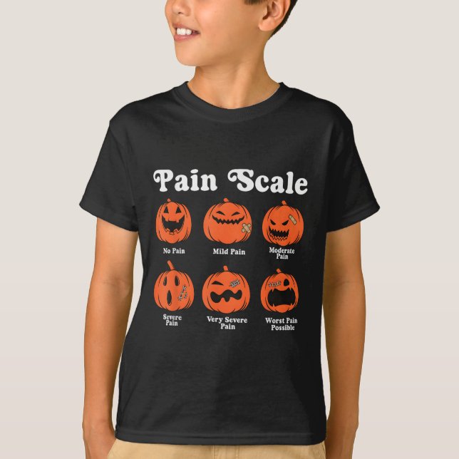 T-shirt Pain Scale Soky Pumpkin Fall Halloween Trauma Nurs (Devant)