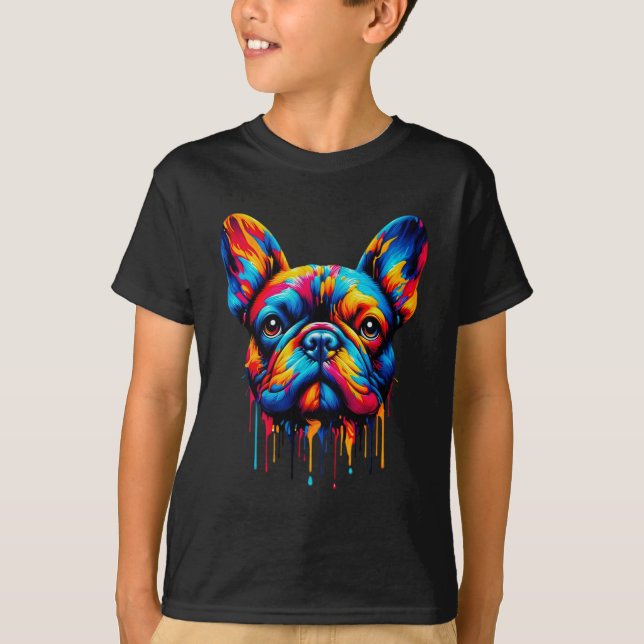 T-shirt Paint Drip French Bulldog (Devant)