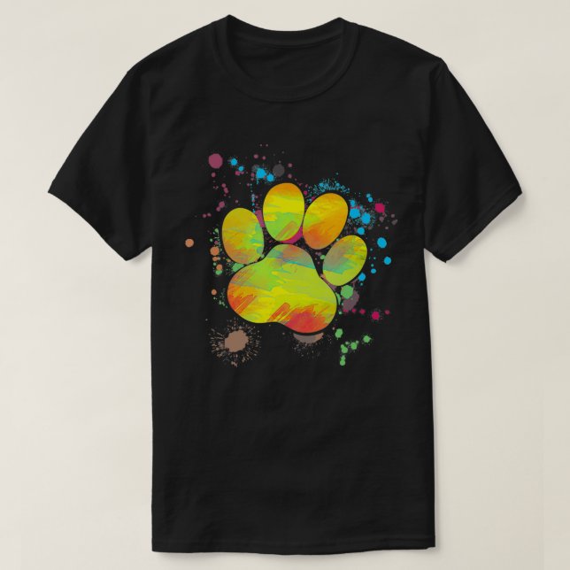 T-shirt Paint Empreinte de patte Art Graphique Animal Chie (Design devant)