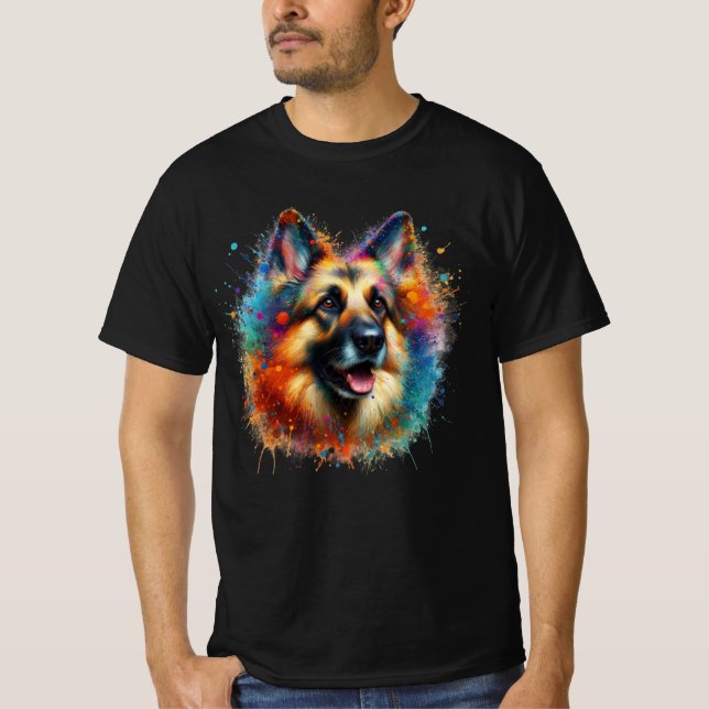 T-shirt Paint Splatter berger allemand (Devant)