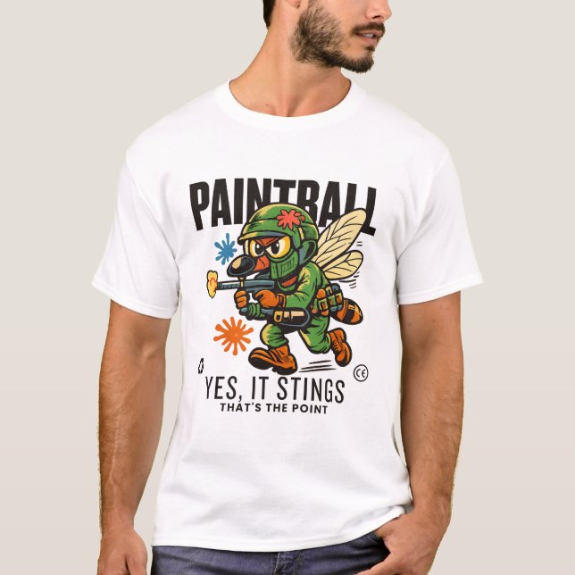 T-shirt Paintball : ça pique, c'est le but (Devant)
