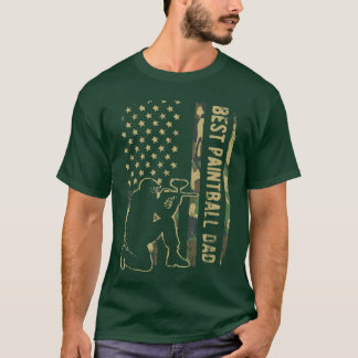 T-shirt Paintball Papa Camouflage Drapeau Américain Fête d