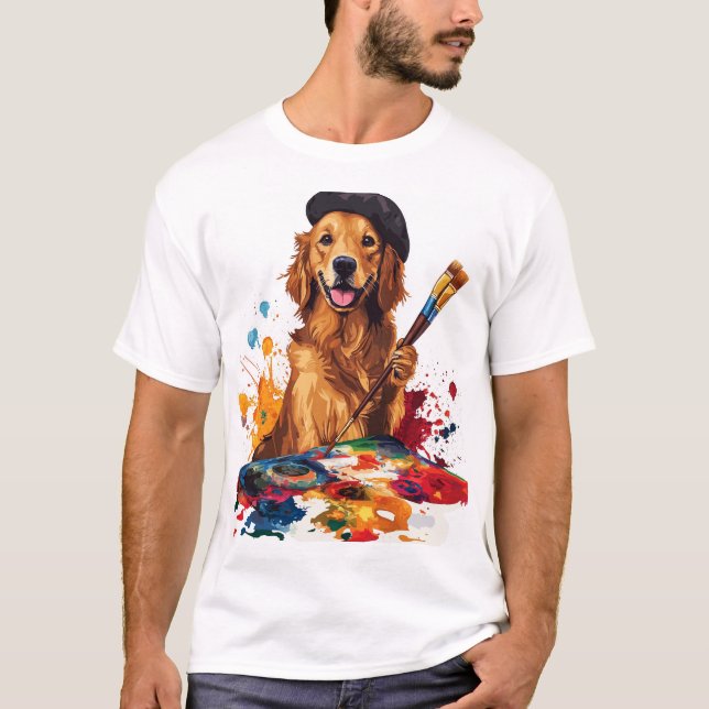 T-shirt Painter Pup � Artistic Dog with Easel (Devant)