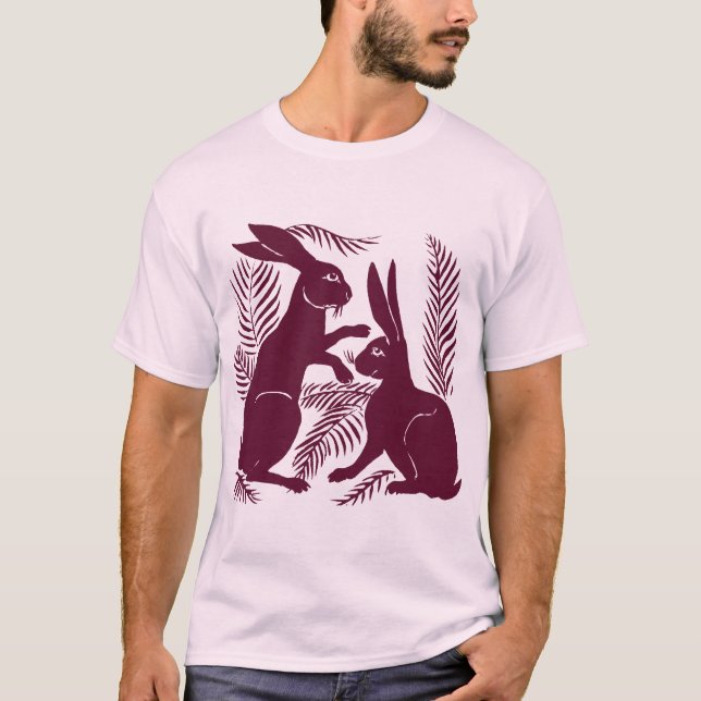 T-shirt Paire Art nouveau de lapins De Morgan et Morris (Devant)