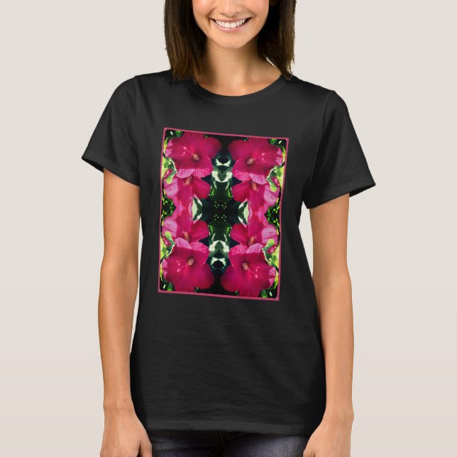 T-shirt Paire de fleurs rouge Hibiscus Fermer Abstrait (Devant)