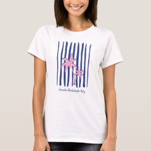 T-shirt Paire de palmiers roses sur rayures bleues Enterre