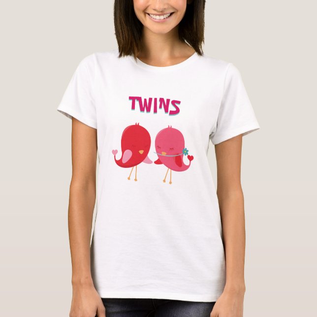T-shirt Paire D'Oiseaux Jumeaux (Devant)
