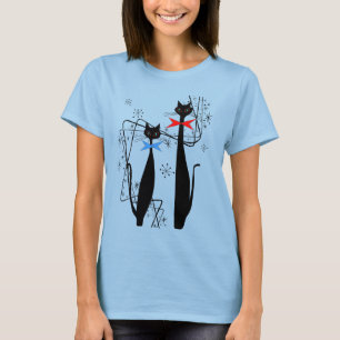 T-shirt Paires fraîches de chat de MCM de rétro ère