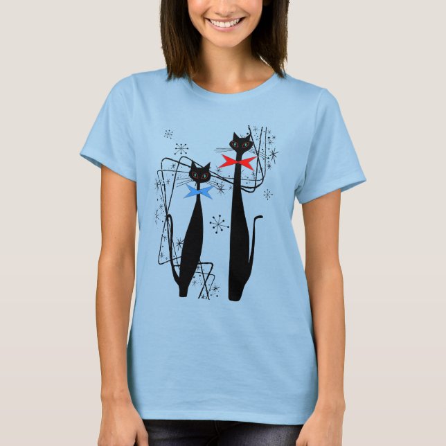 T-shirt Paires fraîches de chat de MCM de rétro ère (Devant)