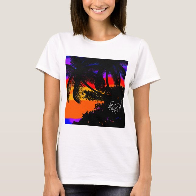 T-shirt Paisagem por do sol com coqueiros (Devant)