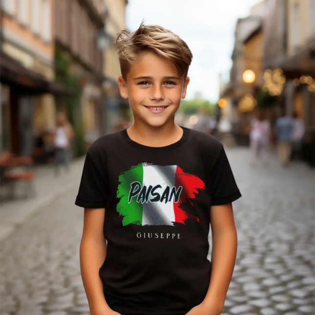T-shirt Paisan Brush Stroke Drapeau Personnalisé Enfants (Funny Paisan Italian Brushstroke Flag
Kids Tee)