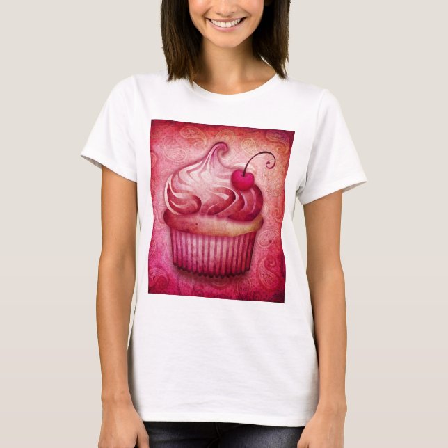 T-shirt Paisley Cupcake rose (Devant)