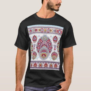 T-shirt Paisley indien floral, médaillon ethnique.
