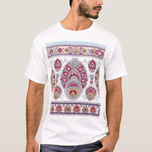 T-shirt Paisley indien floral, médaillon ethnique.