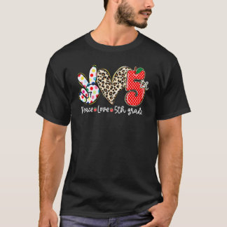 T-shirt Paix Amour 5e année Enfants Élève Enseignant Retou