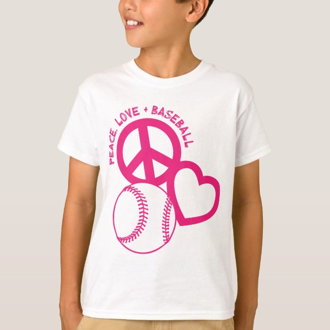 T-shirt Paix-Amour-Base-ball, melon (Devant)