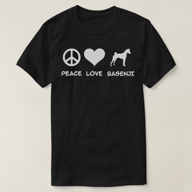 T-shirt Paix, Amour, Basenji (Design devant)