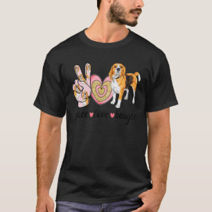 T-shirt Paix Amour Beagle Chien Mignon Maman Fête des Mère