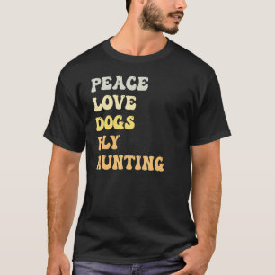 T-shirt Paix Amour Chiens Volent Chasse   Rétro