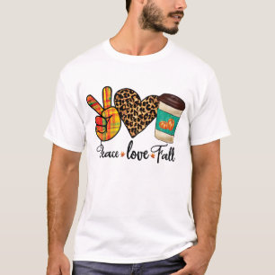 T-shirt Paix, Amour, Chute Leopard Citrouille Épice Latte