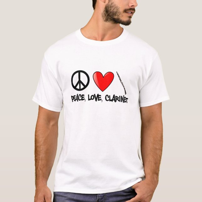 T-shirt Paix, amour, clarinette (Devant)