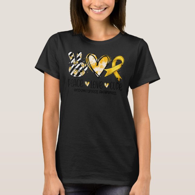 T-shirt Paix Amour Cure Endometriose Sensibilisation (Devant)