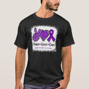 T-shirt Paix Amour Cure Maladie d'Alzheimer Sensibilisatio
