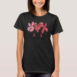 T-shirt Paix Amour Cure Ruban Bordeaux Anévrisme Cérébral