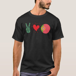 T-shirt Paix Amour Drapeau Portugal Fierté Portugaise Raci