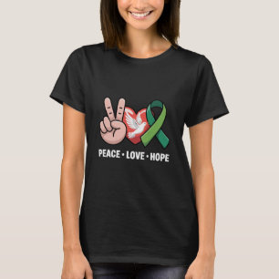 T-shirt Paix Amour Espoir - Ruban Vert de Sensibilisation