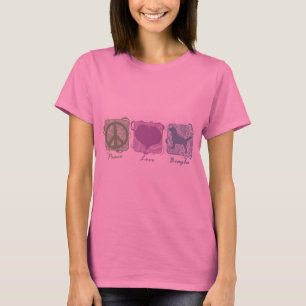 T-shirt Paix, amour, et beagles en pastel
