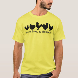 T-shirt paix, amour, et chemise de poulets