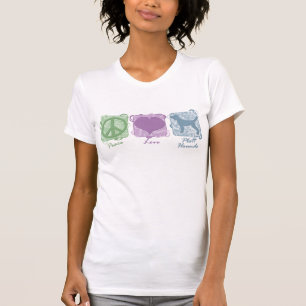 T-shirt Paix, amour, et chiens de Plott en pastel
