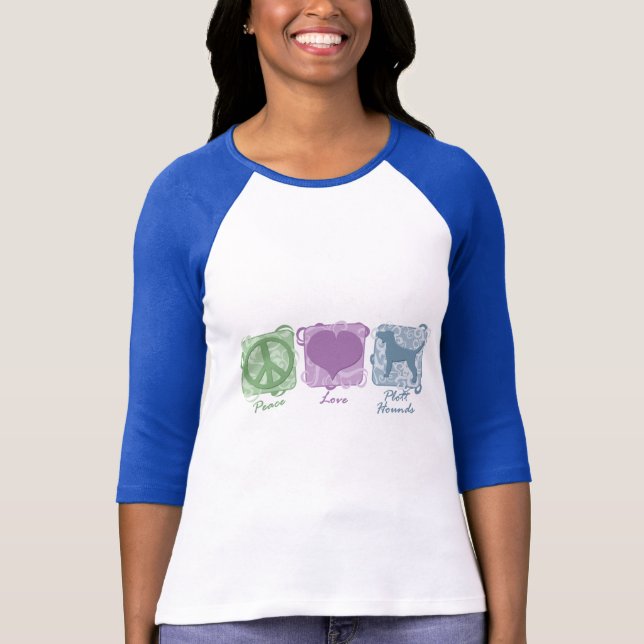 T-shirt Paix, amour, et chiens de Plott en pastel (Devant)