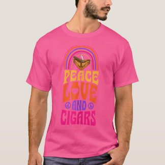 T-shirt Paix Amour Et Cigares Bohème Arc-en-ciel