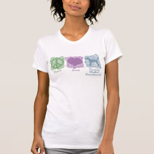 T-shirt Paix, amour, et Coonhounds en pastel de marcheur