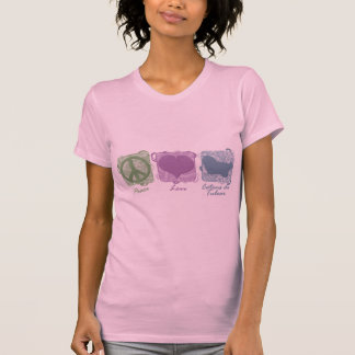 T-shirt Paix, amour, et Cotons de Tulear en pastel