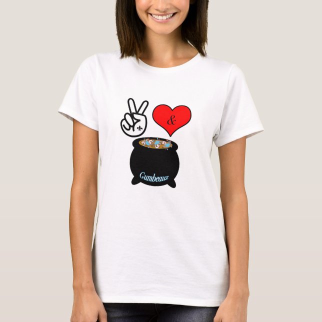 T-shirt Paix, Amour et Gumbo (Devant)